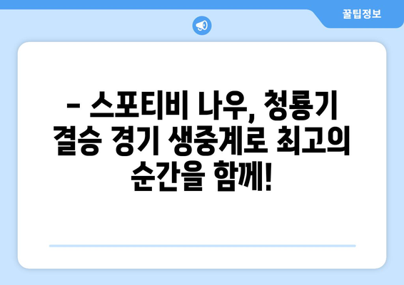 청룡기 결승, 스포티비 나우 생중계로 함께! | 실시간 경기 시청, 하이라이트, 선수 정보