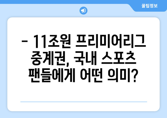 프리미어리그, 국내 11조 규모 중계권 계약 체결! | 스포츠 중계 시장, 새로운 국면 맞이하다