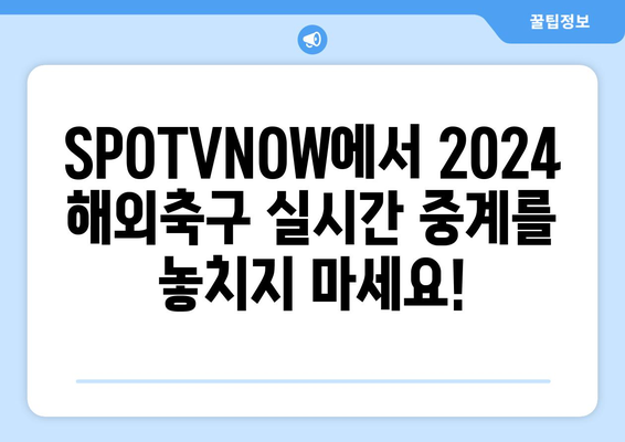 2024 해외축구 소식, SPOTVNOW에서 확인하세요! | 축구 중계, 하이라이트, 뉴스