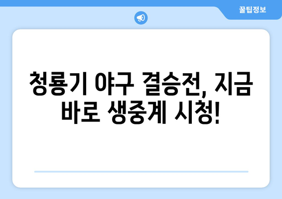 청룡기 야구 결승전 생중계| 실시간 경기 시청 안내 | 청룡기, 야구, 결승, 생중계, 시청