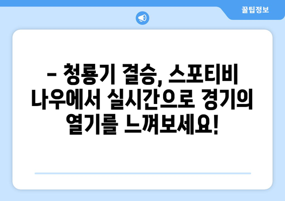 청룡기 결승, 스포티비 나우 생중계로 함께! | 실시간 경기 시청, 하이라이트, 선수 정보