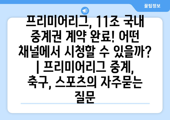 프리미어리그, 11조 국내 중계권 계약 완료! 어떤 채널에서 시청할 수 있을까? | 프리미어리그 중계, 축구, 스포츠