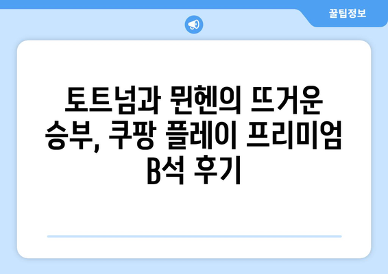 쿠팡 플레이 프리미엄 B석 후기| 토트넘 뮌헨 경기 생생 후기 | 축구, 프리미엄석, 경기 리뷰, 챔피언스리그