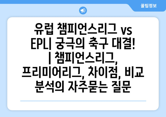 유럽 챔피언스리그 vs EPL| 궁극의 축구 대결! | 챔피언스리그, 프리미어리그, 차이점, 비교 분석