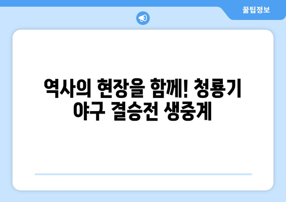 청룡기 야구 결승전 생중계| 실시간 경기 시청 안내 | 청룡기, 야구, 결승, 생중계, 시청