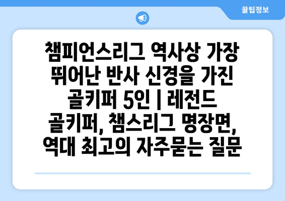 챔피언스리그 역사상 가장 뛰어난 반사 신경을 가진 골키퍼 5인 | 레전드 골키퍼, 챔스리그 명장면, 역대 최고