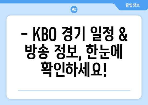 KBO 중계 일정 & 방송사 정보 한눈에 보기 | 2023 시즌 실시간 정보, 채널 안내