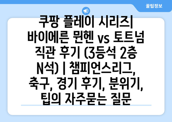 쿠팡 플레이 시리즈| 바이에른 뮌헨 vs 토트넘 직관 후기 (3등석 2층 N석) | 챔피언스리그, 축구, 경기 후기, 분위기, 팁