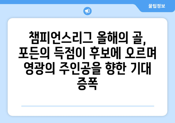 포든, 올해의 골 후보에 선정! 챔피언스리그에서 남긴 압도적인 득점 | 챔피언스리그, 올해의 골, 후보, 포든, 득점