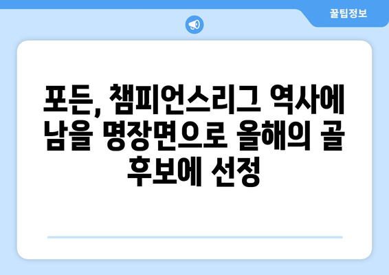 포든, 올해의 골 후보에 선정! 챔피언스리그에서 남긴 압도적인 득점 | 챔피언스리그, 올해의 골, 후보, 포든, 득점