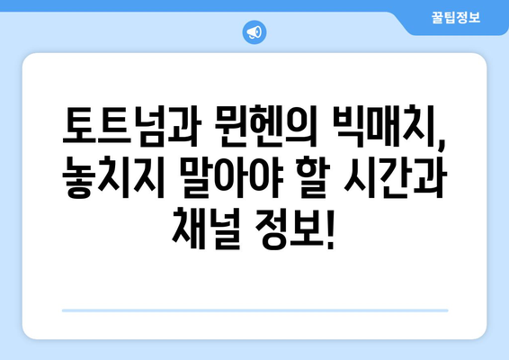 토트넘 vs 뮌헨 경기| 시간, 중계 채널, 그리고 놓치지 말아야 할 관전 포인트 | 축구, 프리미어리그, 분데스리가