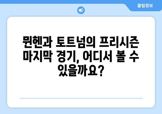 뮌헨 vs 토트넘 프리시즌 마지막 경기 생중계 시청 안내 | 채널, 시간, 온라인 시청