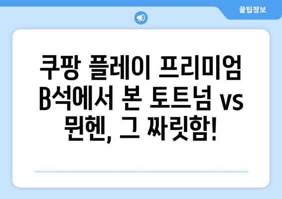 쿠팡 플레이 프리미엄 B석 후기| 토트넘 뮌헨 경기 생생 후기 | 축구, 프리미엄석, 경기 리뷰, 챔피언스리그