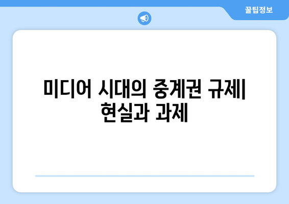 공공의 이익을 위한 중계권 규제| 현실과 과제 | 미디어, 저작권, 공공성