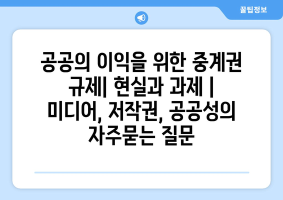 공공의 이익을 위한 중계권 규제| 현실과 과제 | 미디어, 저작권, 공공성