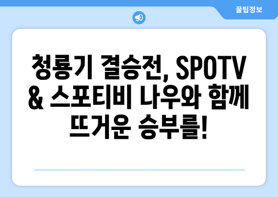 청룡기 고교 야구 결승전, SPOTV & 스포티비 나우 생중계로 함께! | 실시간 경기 시청, 하이라이트, 중계 일정